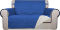 PureFit Reversible Quilted Couch Covers for Dogs Loveseat Sofa Cover 46.5” | Classic Blue/Ivory, Water Resistant Couch Protector, Washable Pet Couch Cover with Non Slip and Elastic Straps For Kids