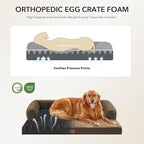 Orthopedic Washable Dog Bed for Large Dogs, 36x27in, Brown | Orthopedic Foam Eases Joint Pressure, Bolsters Supports Head And Neck, Washable Pet Beds, Removable Cover, Non-Slip Bottom
