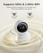 ZUMIMALL Security Camera Indoor, Baby Monitor with Camera and Audio | Pet/Dog/Cat Cameras, 5G/2.4G WiFi, 2K Wired, One-Click Call, Cry/PIR/AI Detection, Auto Tracking, Privacy, No Subscriptions