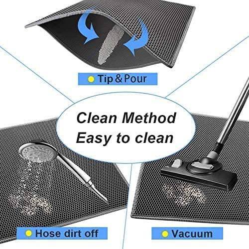 Bulkniu Cat Litter Mat, 24"x30", Waterproof, Durable & Easy to Clean, Grey | Urine-Proof, Non-Slip, Premium Durable EVA, Soft on Paws, Double-Layer Honeycomb Traps Litter, Odor-Free & Safe