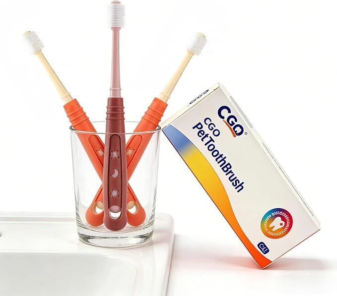 CGO 360° Soft Silicone Dog Cat Toothbrush, Easy to Use, 3 Individually Packed