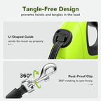 Pecute 32ft Retractable Dog Leash with Reflective Strips, 360° Tangle-Free, One-Button Control & Sturdiness Nylon Material, Long Leash Retractable with Poop Bag Holder for Small Medium Dog