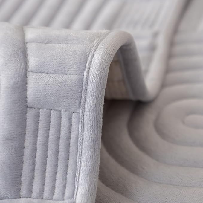 Soft Plush Geometric Quilted Couch Sofa Cover Boho Non Slip Fuzzy Sectional Couch Cover Solid Color Washable Sofa Slipcover Furniture Protector for Kids Dogs Cats (Gray,36"x70")
