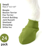 PawZ Rubber Dog Boots for Small Paws - All-Weather Waterproof Dog Shoes, Anti-Slip Traction for Rain, Snow, Mud & Hot Pavement - Pull-On Dog Booties, Olive Green - Small (2"-2.5") - Pack of 24