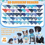 Abbylike 50 Pcs Winter Dog Bandanas Bulk Pet Scarfs Triangle Bibs Adjustable Washable Puppy Kerchief Seasonal Pet Costume Accessories Grooming Supplies for Small Medium Large Dogs Cats - Image 4