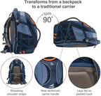 Kurgo G-Train Pet Carrier Backpack, Navy Blue | Cat & Dog Daypack for Outdoors & Travel, Waterproof Bottom, Ventilated Mesh Panels, Storage Pockets, For Pets up to 25Lbs