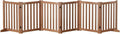 Wooden Freestanding Foldable Dog Gate, 24 Inch Height 6 Panel Pet Gate No Drill for Doorways Stairs, Fully Assembled Indoor Puppy Fence (Brown, 120" W x 24" H)