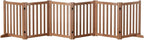 Wooden Freestanding Foldable Dog Gate, 24 Inch Height 6 Panel Pet Gate No Drill for Doorways Stairs, Fully Assembled Indoor Puppy Fence (Brown, 120" W x 24" H)