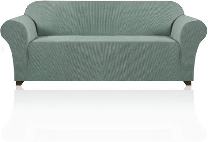 Stretch Sofa Cover Slipcover Couch Covers for 3 Cushion Couch Furniture Protector Sofa Covers with Non Slip Elastic Bottom Dogs Pet Friendly Fitted(Large Sofa 90"-100",Sage)