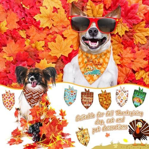 120 Pcs Fall Thanksgiving Dog Bandanas Bulk Adjustable Dog Scarves Pumpkin Turkey Puppy Bandanas Autumn Pet Neckerchief Washable Holiday Bandana for Small Medium Large Dog Pet Grooming Accessories - Image 6