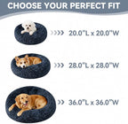 Large Calming Donut Dog Bed for Large Dogs, Ultra Soft Fluffy Anti Anxiety Pet Bed, Plush Round Washable Dog Bed with Raised Rim for Golden Retriever, Husky, Labrador & Indoor(Deep Grey, 36 Inch)