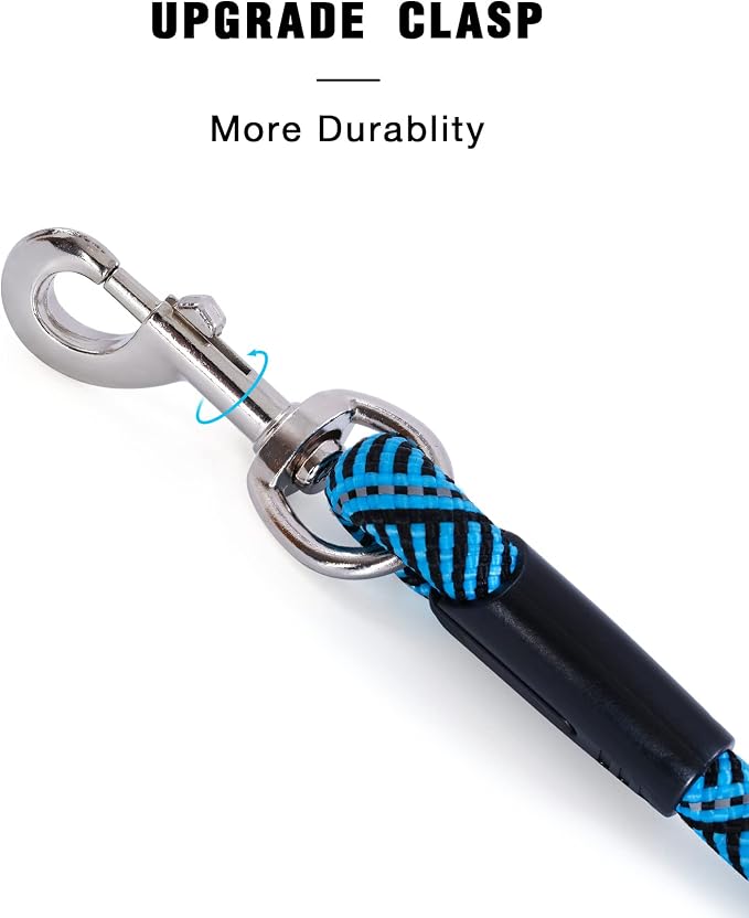 Long Dog Leash with Reflective Threads 15FT 20FT 30FT 50FT,Heavy Duty Bungee Dog Leashes for Small Medium Large Dogs,Shock Absorbing Training Leash for Walking,Hunting,Camping&Yard