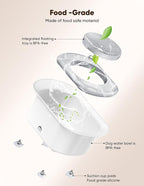 Dog Water Bowl 2.2l/75oz - No Spill Splash-Proof Design, Anti-Slip Suction Base & Slow Flow Dripless Dispenser, Large Capacity Dog Bowl for Messy Drinkers (White- Gray)