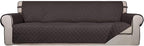 PureFit Reversible Quilted Couch Covers for Dogs Sofa Cover 4 Seater 88" | Chocolate/Chocolate, Water Resistant Couch Protector, Washable Pet Couch Cover with Non Slip and Elastic Straps For Kids