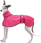 Greyhound Whippet Raincoat Waterproof with Reflective Stripe high Neck fit for Italian Greyhounds Whippets Long Back Breeds - Pink - XXXL
