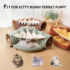 LEFTSTARER 2-in-1 Collapsible Cat Tunnel for Indoor Bed and Hideout - Pet Dog Rabbit Bunny Ferret Tunnel Tubes Toys with Removable Washable Mat, Tower Wheel Stuff