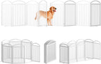 SNUOWU 8 Panels Full Matel Freestanding Dog Gates with Door, 192"Extra Wide 36"Tall Free Standing Dog Pet Gate for Indoor & Outdoor. Foldable Pet Fences for Doorways, House, Stairs, Porch, Deck, Yard