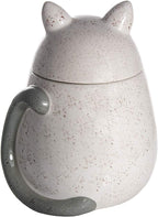 SPOTTED DOG GIFT COMPANY Ceramic Cookie Jar with Lid, Large Cat Treat Container for Cookies & Biscuits, Cute Novelty Kitchen Storage for Countertop, Gifts for Cat Lovers - 43oz White