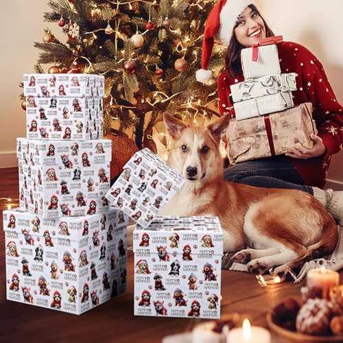 Roowest 5 Pcs Christmas Nesting Gift Boxes with Lids Dog Stackable - Image 6