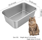 XX-Large High Sided Stainless Steel Cat Litter Box | Sturdy Metal, Odor-free, Cat Litter Non-stick and Easy to Clean, Ideal for Indoor Cats, Kittens and Multicat Houses