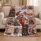 Christmas Raccoon Throw Blanket Snowy Woodland Holiday Gifts 50''x60'' - Image 2