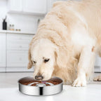 Stainless Steel Non Slip Slow Feeder Dog Bowl, 4 Cups Metal Dog Food Bowls for Medium and Large Dogs, Fun Bloat Stop Pet Bowl Dogs Water Bowl for Fast Eaters, Slows Down Pets Eating