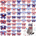 Huhumy 50 Pcs 4th of July Dog Bow Ties Patriotic Dog Collars Bulk by Huhumy