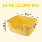 Large Cat Litter Box with High Sides,Cat Boxes for Indoor Cats,Cat Litter Pan for Kitty,Litter Box with Low Entry,Easy to Clean,Anti-Splashing (White-Long Side Entry)
