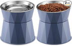 Lallisa 2 Pcs Elevated Cat Bowls Adjustable Raised Cat Feeder Non Slip Food Water with Stand Safe Stainless Steel Bowls with Pet Food Stand for Pets Feeding Eating(Blue)
