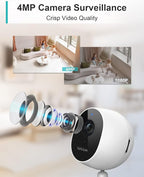 WUUK 4MP Indoor Wired Security Camera, Baby Monitoring, No Subscription | 24/7 Recording, Motion/Human/Crying Detection, Night Vision, 2 Way Talk, Magnetic Stand, Compatible with Alexa & Google