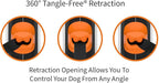 TUG 360° Tangle-Free Retractable Dog Leash with Anti-Slip Handle | 16 ft Strong Nylon Tape | One-Handed Brake, Pause, Lock (Medium, White/Orange)