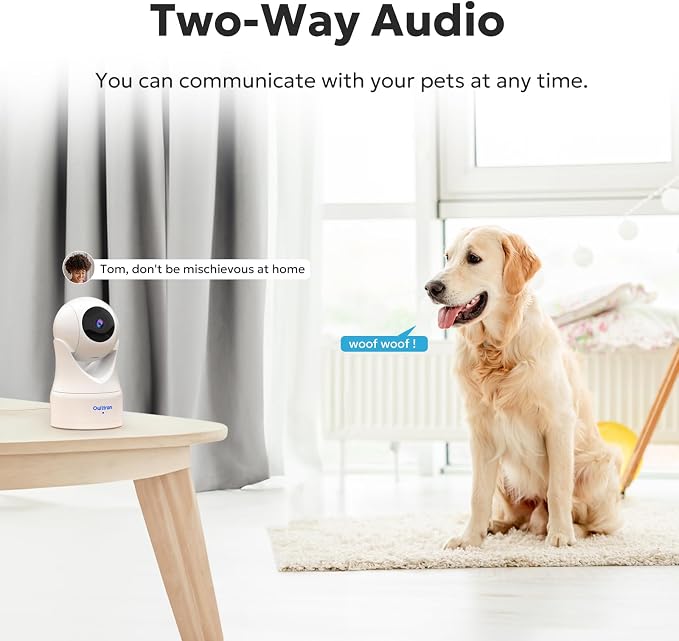 owltron Indoor Security Camera 2K, 360° Cameras for Home Security with Motion Detection, 2.4G WiFi for Baby/Pet/Nanny/Camara with Night Vision, Siren Alarm & 2-Way Audio, Compatible with Alexa
