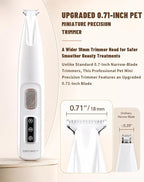Pet Micro Precision Trimmer, 0.71-Inch Blade, Cordless Paw Clipper | 50dB Quiet Rechargeable Cat Shaver with a 90-Minute Runtime for Dog and Cat Hair Around Paws, Eyes, Ears, Face and Rump Areas