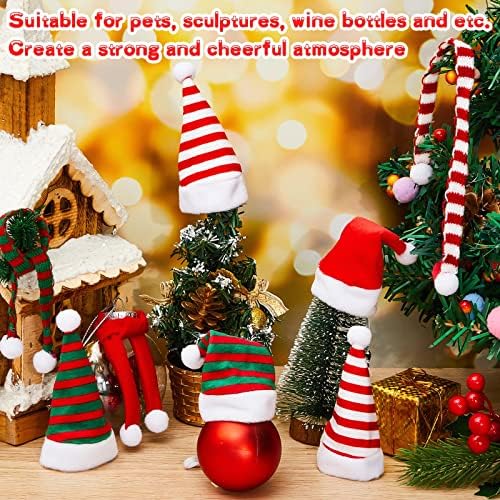 Weewooday 12 Pcs Mini Christmas Santa Hat Scarf Set, Small, Stripe Style - Image 6
