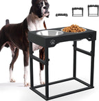 Raised Dog Bowl for Large Dogs,Elevated Dog Bowls Steel Dog Bowls for Food & Water (DB01H-BLACK, 20inch 1.5L)