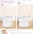 Elevated Cat Bowls 2-Pack, Ceramic Raised Cat Food & Water Dishes - Extra Wide & Shallow Whisker-Friendly Design, Anti-Vomit & Easy Digestion, Lead/Cadmium-Free, Microwave & Dishwasher Safe (White)