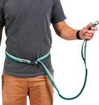 Ruffwear, Roamer Lock Dog Leash, Hands-Free Waist Option, Auto-Locking Talon Clip, Shock-Absorbing Stretch, Padded Handle, Traffic Handle, Trail-Tough for Any Adventure, River Rock Green, 7.3'-11'