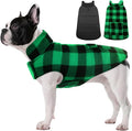 ASENKU Reversible Dog Winter Coat, Dog Jacket for Small Medium Large Dogs | Windproof Plaid Fleece Lining for Cold Weather, Water-resistant Outer Shell, Puppy Puffer Vest with Leash Hole, Green XS