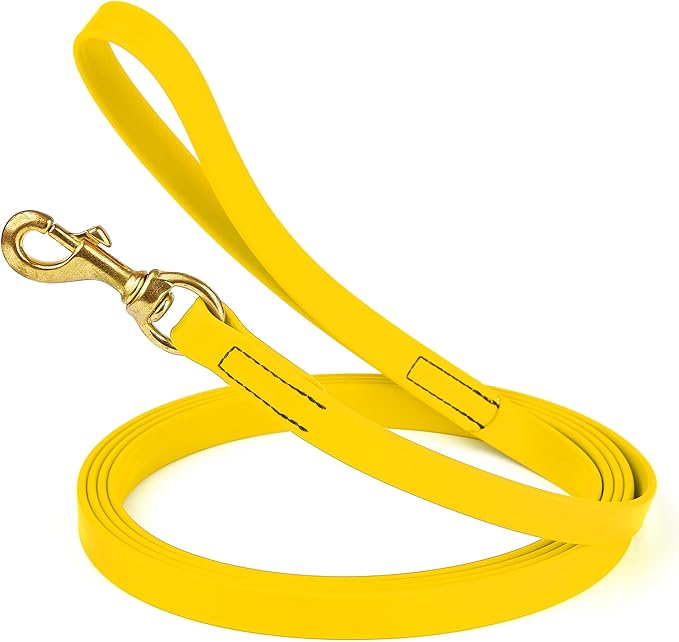 Viper Biothane K9 Working Dog Leash Waterproof Lead for Tracking Training Schutzhund Odor-Proof Long Line with Solid Brass Snap for Puppy Medium and Large Dogs, 20ft Lemon Yellow
