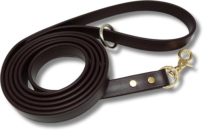 Gummy Dog Leash, Biothane, Dog Training Leash, Waterproof, Weatherproof, 6 Foot Length for Small, Medium & Large Dogs or Puppies, Various Sizes & Colors (3/4 Brown)