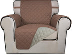 PureFit Reversible Chair Sofa Cover Dog Couch Covers for Sofa, 25.5 in | Brown/Beige, Water Resistant Couch Protector, Washable Pet Couch Cover with Non Slip and Elastic Straps For Kids