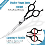 Curved Dog Grooming Scissors 7 Inch Pet Trimming Shears | Professional Safety Shears, Downward Curved Design, for Trimming Face and Paws, for Dogs and Cats, Sharp & Precise, Black