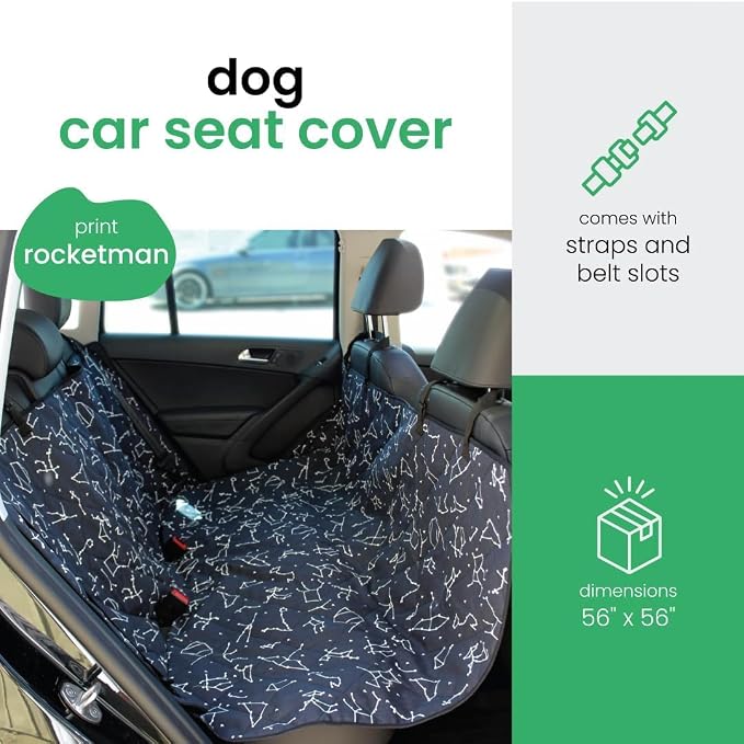 Molly Mutt 3-in-1 Back Seat Cover for Dogs, 100% Cotton Canvas Back Seat Hammock with Headrest Straps, Belt Slots, & Anchors, Non-Skid Cargo Area Cover, Machine Washable, No Harmful Chemicals, 56"x56"