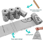 Dog Poop Bags Holder with LED Flashlight|Pet Waste Bags Dispenser for Leash|Doggie Potty Bags Container with Leak-proof Pet Trash Bags and Accessories (Light Gray, 2 Holder 30 Bags)