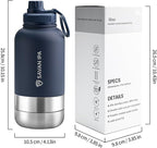 3 in 1 Insulated Stainless Steel Dog & Human Water Bottle | Leakproof Travel Dispenser with 2 Detachable 8.5 oz Bowl, 24H Cold/12H Hot, Carrying Case for Walking, Hiking,Camping & Outdoor Travel