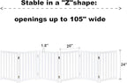 LZRS Extra-Wide Freestanding Wooden Dog Gate Indoor – 120" W x 24" H Foldable Safety Pet Barrier for Doorways, Hallways, Kitchens, and Long Staircases, Durable Design fit Small to Medium Dogs, White