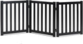 LZRS Wooden Free Standing Foldable Dog Gate Indoor – 60" W x 24" H,Step-Over Safety Pet Gate for Doorways, Stairs, Hallways, Indoor Dog Barrier for Small to Medium Dogs & Puppies, Black