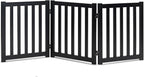 LZRS Wooden Free Standing Foldable Dog Gate Indoor – 60" W x 24" H,Step-Over Safety Pet Gate for Doorways, Stairs, Hallways, Indoor Dog Barrier for Small to Medium Dogs & Puppies, Black