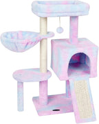 FISH&NAP Cute Cat Tree Kitten Cat Tower for Indoor Cat Condo Sisal Scratching Posts with Jump Platform Cat Furniture Activity Center Play House Rainbow | FISH&NAP For Indoor with Jump Platform Activity Center Rainbow