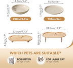 Havniva Elevated Cat Bowls, Cat Food and Water Bowl Set, Ceramic Cat Bowl | Raised Cat Food Bowls, Whisker Friendly, 5.6” Shallow Cat Dishes + 6” Wide Cat Plates, Non-Slip Wood Stand, Two Heights